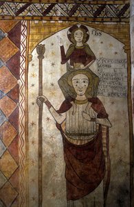 Fresco of the Ferrande Tower in Pernes-les-Fontaines (Pernes les Fontaines, Vaucluse (84) of the 13th Century: Saint Christopher Carrying Christ