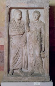 Funeral statue with married couple, Greek by Unbekannt