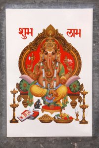 Ganesh picture on a ceramic tile, Rishikesh, India