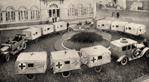 German ambulance train pulled by cars