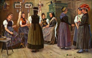 German Women at the Spinning Wheel