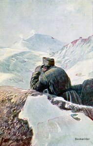 German observer in the snow, during World War I by Unbekannter Künstler