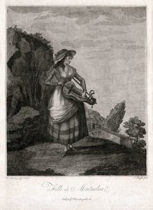 Girl from Montmelian, in Gironde, playing the old wheel by Unbekannter Künstler