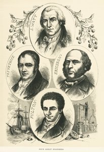 Great Engineers And Inventors: James Watt, John Ericsson, Robert Fulton, Richard Trevithick, c.1880