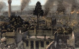 Greece, Saloniki (or Thessaloniki): View of the Upper City Partly Burned, Probably During the Fire of 1917 - Postcard 1914-1918 by Unbekannter Künstler