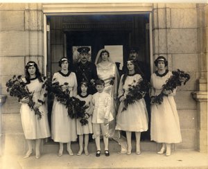 Group wedding photograph of Lady Maud Cavendish and Captain Macintosh by William M. Timlin