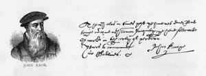 Handwriting and signature of John Knox from a letter written from Dieppe to William Cecil to request permission to visit England