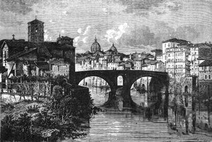 History of Ancient Rome. The island Tiberina on the river Tiber by Unbekannt