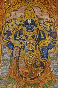 India, Tamil Nadu, Srirangam, Sri Ranganathasvami Hindu Temple, wall painting of Vishnu by Unbekannt