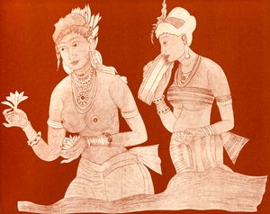 Indian princess with a servant girl by Unbekannter Künstler