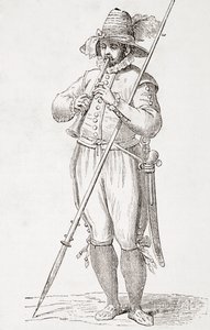 Italian Peasant Playing Dulzaina, After a 16th Century Work by Cesare Vecellio, from 