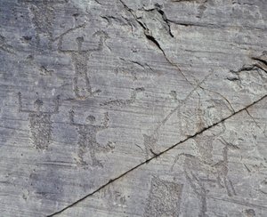 Close-up of Rock Drawings in Naquane National Park, Valcamonica, Lombardy Region, Italy