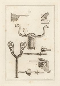 Lance rest, musket rest, coronel from a tilting lance, staff or handle of a tilting lance with hand protector, and tilting lance without hand protector