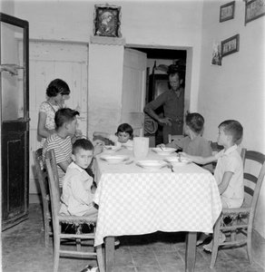 Large Family Reunited at Table in the Dining Room of the Country House - 1960s