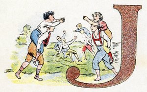 Letter J: Game. Alphabet of Phosphatine Falieres. Engraving. Brevete alphabet S.G.D.G. by pharmacist Pierre Emile Falieres. Illustrations in chromolithography, late 19th century. by Unbekannt