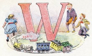 Letter W: Wagon. Alphabet of Phosphatine Falieres. Engraving. Late 19th century by Unbekannt