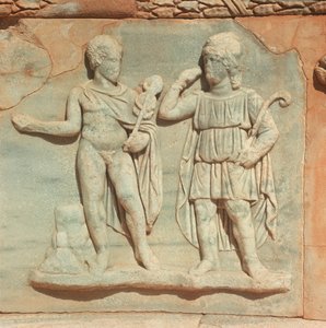 Libya, Historical Tripolitania, Ancient Sabratha, Theater (detail of relief)