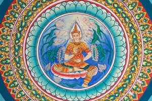 Life of Buddha. Ceiling Artwork Depicting the Life of Buddha. Wat Inpeng, Vientiane, Laos, 2015 by Unbekannt