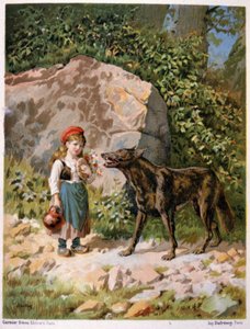 Little Red Hood and the Wolf, Late 19th Century (Illustration) by Unbekannter Künstler