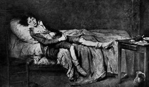 Louis XVII (1785-1795) lengthened in his cell of the prison of the Temple where he locked up since August 13