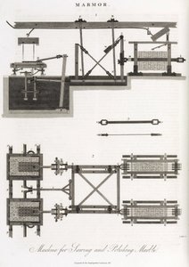 Machine for sawing and polishing marble