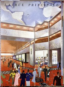 Main street on Liner "Atlantique" by Unbekannter Künstler