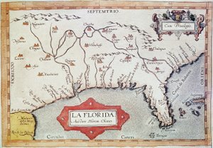 Mapping Florida. In Teatrum Orbis Terrarum by Abraham Ortelius by Unbekannter Künstler