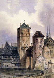 Medieval city on the Rhine by Unbekannter Künstler