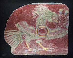 Mural fragment of an allegorical quetzal, Early Classic period, 200–600 AD