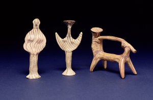 Mycenaean Group: Two Phi-Figures, a Cart with a Rider Under a Parasol by Unbekannt