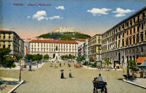 Naples Piazza Municipio (postcard) by Unbekannter Künstler