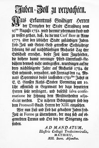 Notification by the Strasbourg Governing Body of the Thirteen (Tredecim Viri) of a public auction of the right to levy the 