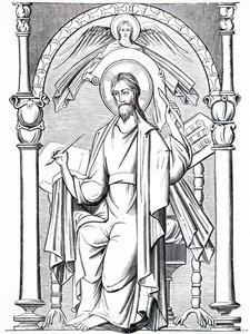 One of the Evangelists Writing on Parchment by Unbekannt