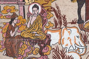 Ong Nui Buddhist Pagoda, Wall Fresco, The Life of the Buddha, Quy Nhon, Vietnam, 2019 by Unbekannt