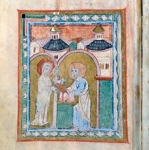 Page of a codex showing the Presentation at the Temple, Treasury of the Cathedral of Vercelli