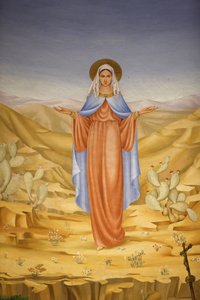 Painting in the Visitation church in Ein Kerem: Virgin Mary in the Holy Land, Ein Kerem, Israel