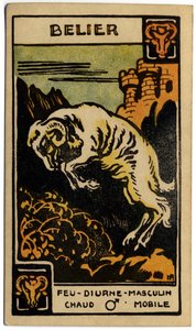 Astrology. Aries (the Ram). Astrologic card from: Le Tarot Astrologique, by Georges Muchery, France by Unbekannter Künstler