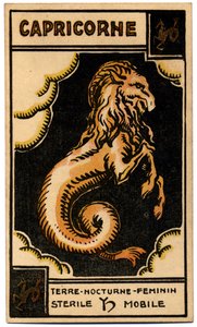 Paranormal. Astrology. Capricorn (the Sea Goat). Astrologic Card from: Le Tarot Astrologique, by Georges Muchery, France by Unbekannter Künstler