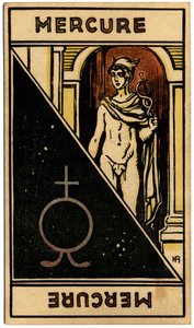 Paranormal. Astrology. Mercury (Planet). Astrologic Card from: Le Tarot Astrologique, by Georges Muchery, France