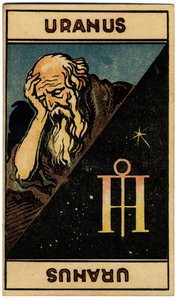 Astrology. Uranus (planet). Astrologic card from: Le Tarot Astrologique, by Georges Muchery, France