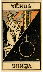Astrology. Venus (planet). Astrologic card from: Le Tarot Astrologique, by Georges Muchery, France
