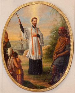 Parish Church (Parochiale Kerk Sint-Dionysius van Lede). Interior. Painting as an Oval Medallion. A Saint as a Missionary by Unbekannter Künstler