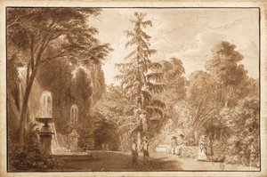 Park with Waterfall and Staffage in Frascati