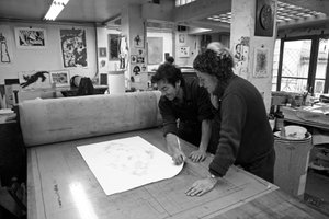 Pascal Gauvard, Co-founder of Pasnic Engraving Workshop, Annie-Paule Thorel, French Painter. Discovered from Engraving After Printing. Pasnic Engraving Workshop in Paris in 2009. by Unbekannt