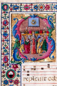 Piccolomini Library: choir book, cod. 23.8, ff. 100v with The Pentecost (detail) by Unbekannter Künstler