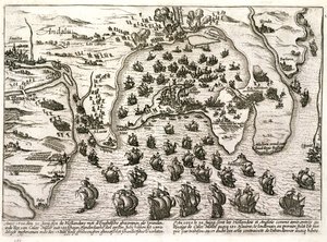 Plan of the port of Cadiz in 1596 at the time of the attack by Sir Walter Raleigh