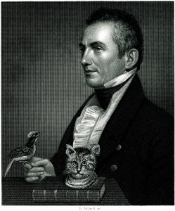 Portrait of Charles Waterton, English naturalist traveler on a 19th century engraving