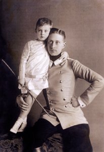 Prince William of Hohenzollern (1882-1951) aka Crown Prince, Son of Kaiser William II, with His Eldest Son, Also Called Wilhelm (Photograph by Selle und Kuntze) by Unbekannter Künstler