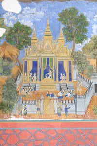 Reamker Frescoes Adorning the Walls of the Royal Palace Complex in Phnom Penh, Cambodia by Unbekannter Künstler