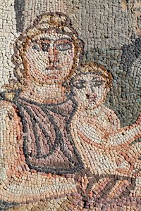 Representation of the newly born Achilles with his nurse, Anatrophe (detail)